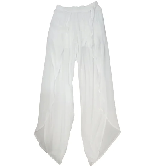 Aqua Swim White Petal Beach Cover Up Pants. S - Picture 6 of 8